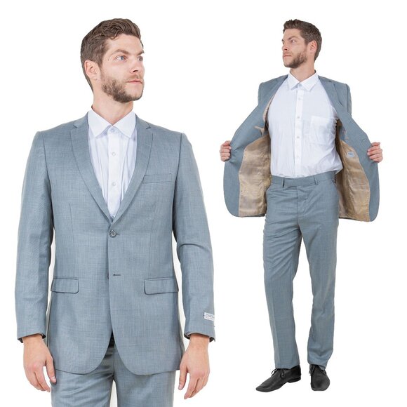Sharkskin Slim Fit Mens 2-Piece Suit, Shark Grey